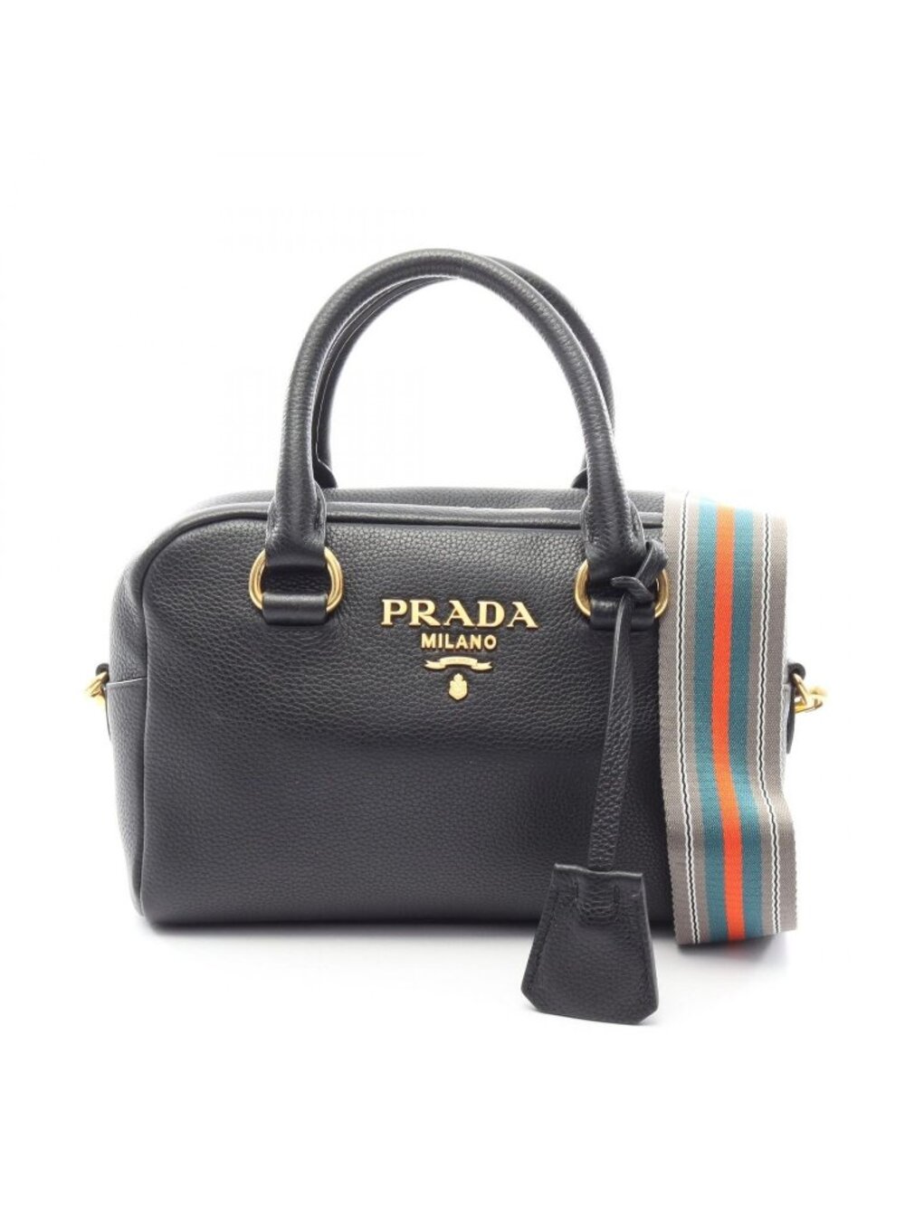 Prada Handbag Vitello Phenix 2-Way Black Leather